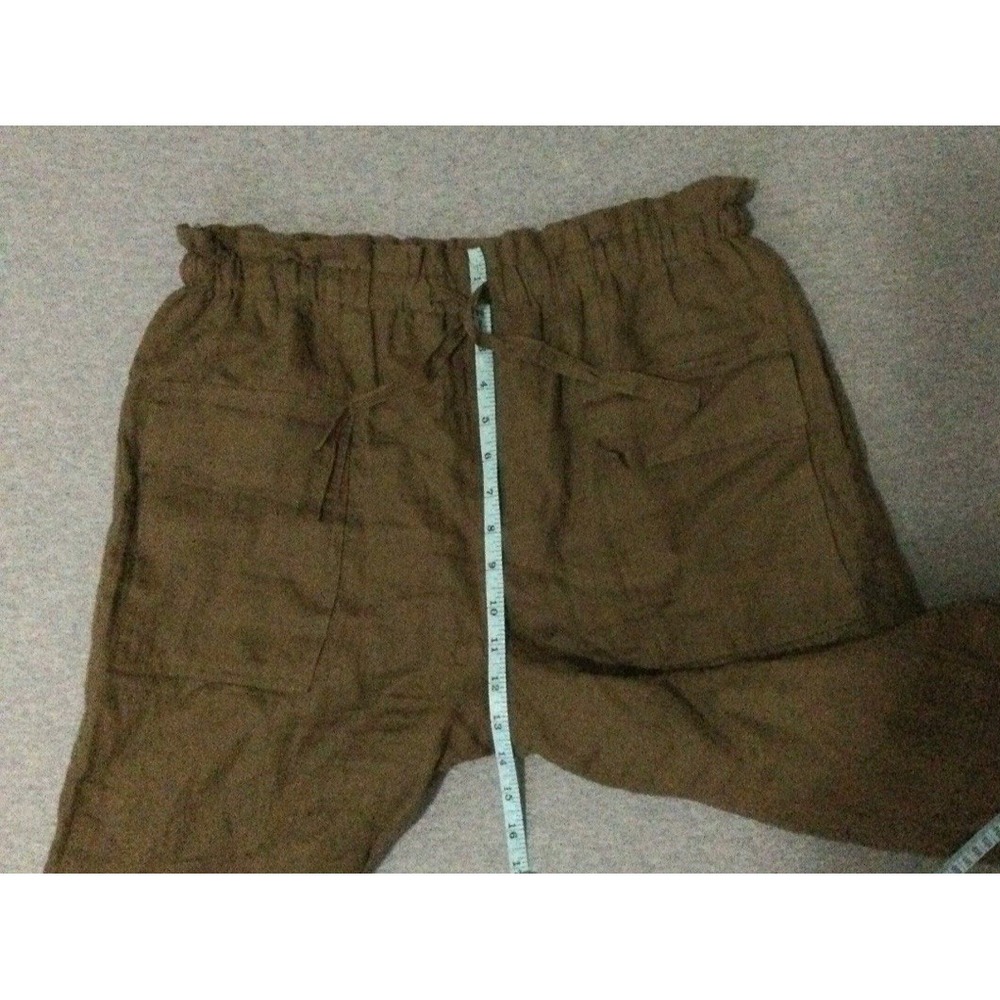 Magaschoni deep olive women SZ Large 100% Linen pants - Picture 12 of 15